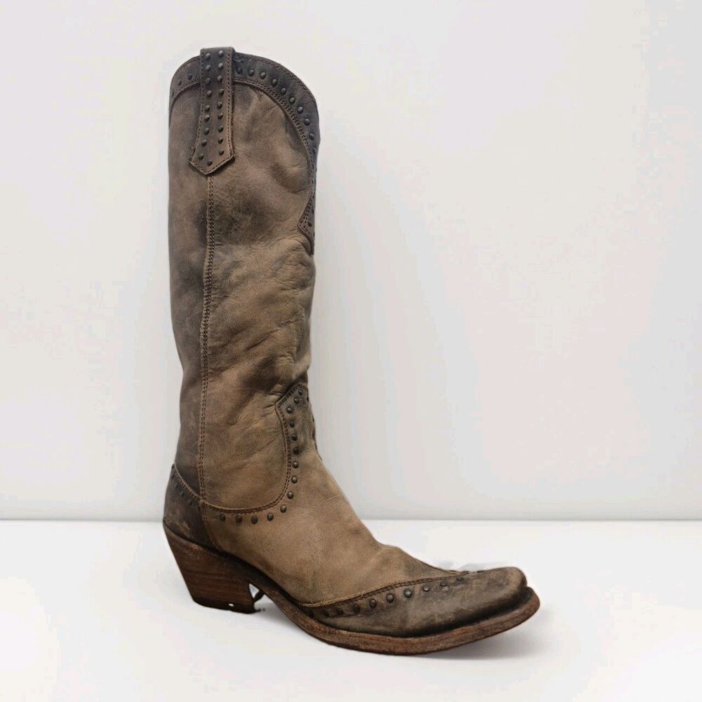 Liberty Black Womens Distressed Brown Leather Tall LB71166 Western Boots Size 9B